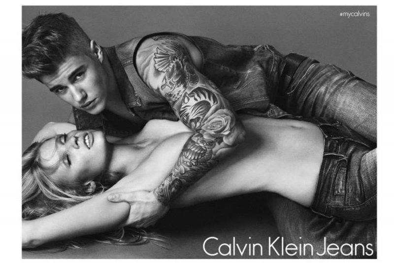 Lara Stone i Justin Bieber w kampanii Calvin Klein Jeans wiosna 2015