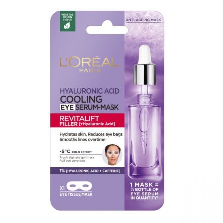 L’Oreal Paris Revitalift Filler [+Kwas Hialuronowy] chłodząca maska z serum pod oczy 11g