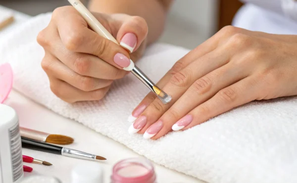 Hybrydowy french na paznokciach krok po kroku. Jak go zrobić z paskami i bez?